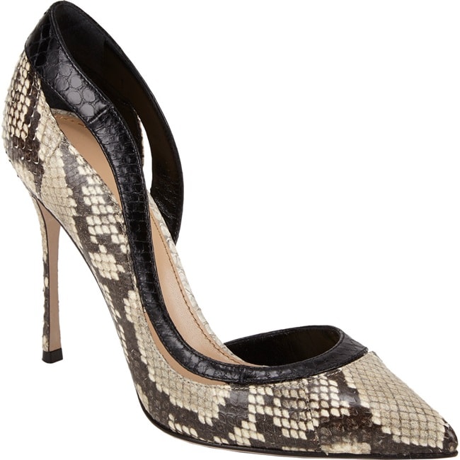 Sergio Rossi "Yin & Yang" D'Orsay Pumps in Black/White Snake