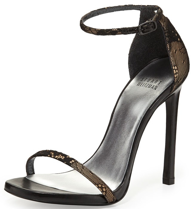 Stuart Weitzman "Nudist" Sandals in Black Lace