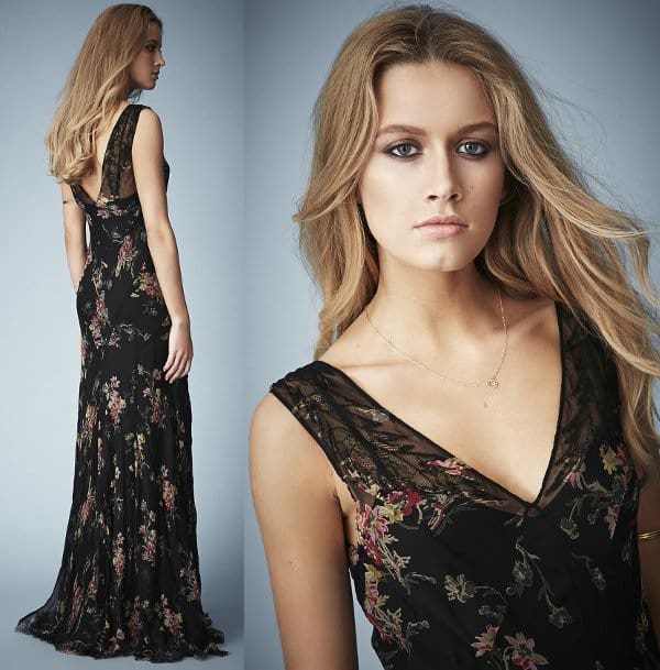 Topshop Floral Chiffon Maxi Dress modeled by Kate Moss