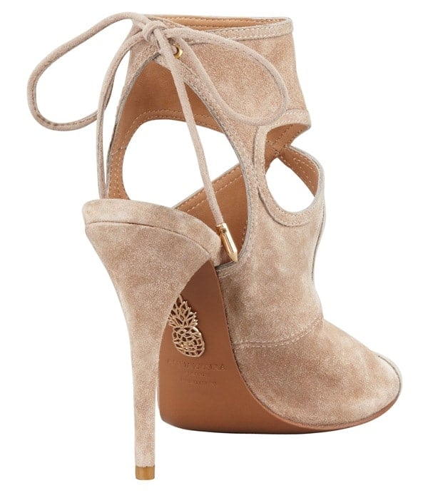Nude Aquazzura Sexy Thing sandal with keyhole cutouts and open tie back