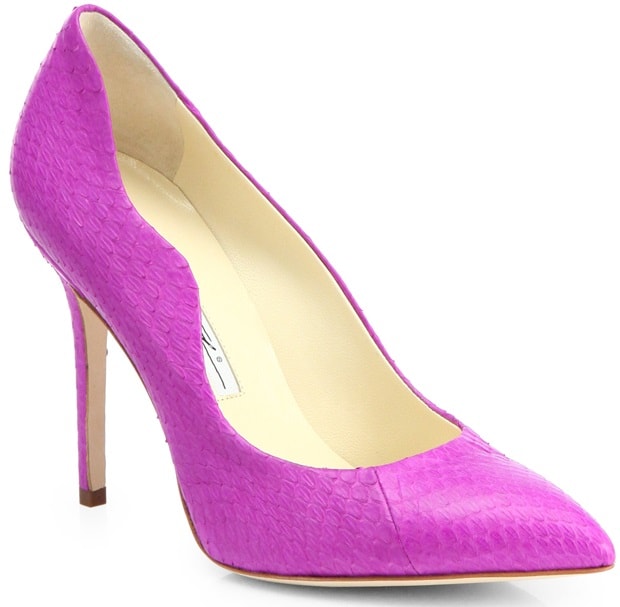 Brian Atwood Purple Besame Snakeskin Pumps