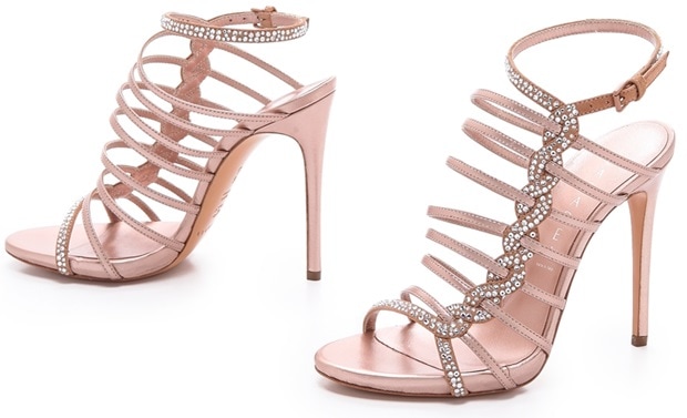 Casadei Crystal Braid Strappy Sandals