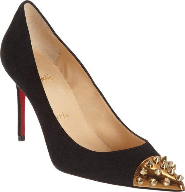 Christian Louboutin "Geo" Spike Cap-Toe Slingback Pumps