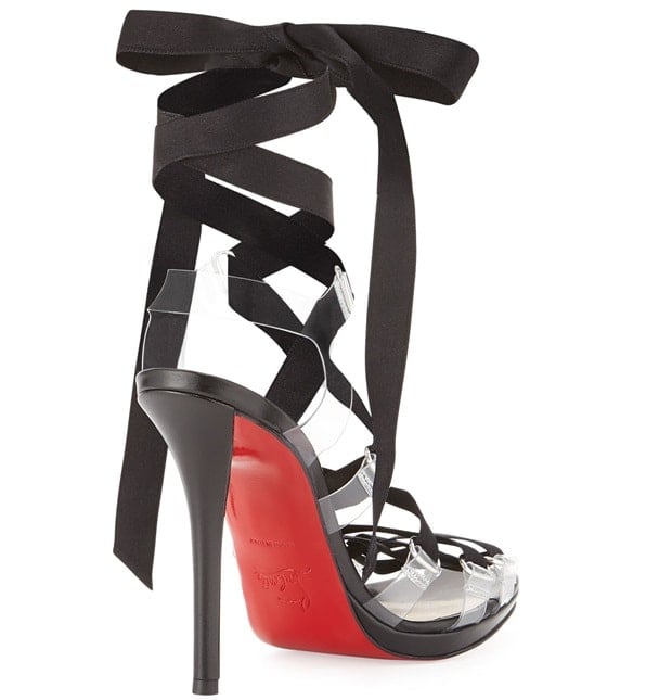 Christian Louboutin "Nymphette" Satin Lace-Up Red-Sole Sandals