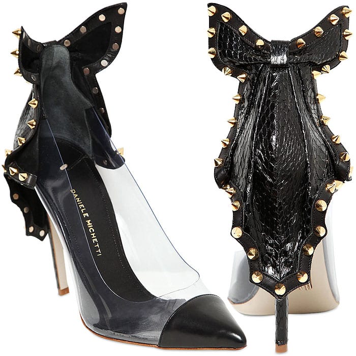 Daniele Michetti Tali pumps Elaphe and PVC Studded-Cape-Back Pumps