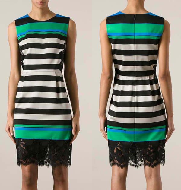 Diane von Furstenberg Striped Lace Panel Dress