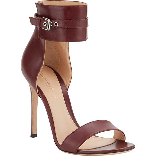 Gianvito Rossi Buckle Cuff Sandals in Bordeaux