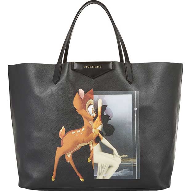 This iconic Antigona tote from Riccardo Tisci's 2013 collection features a printed decal displaying Disney's iconic character Bambi