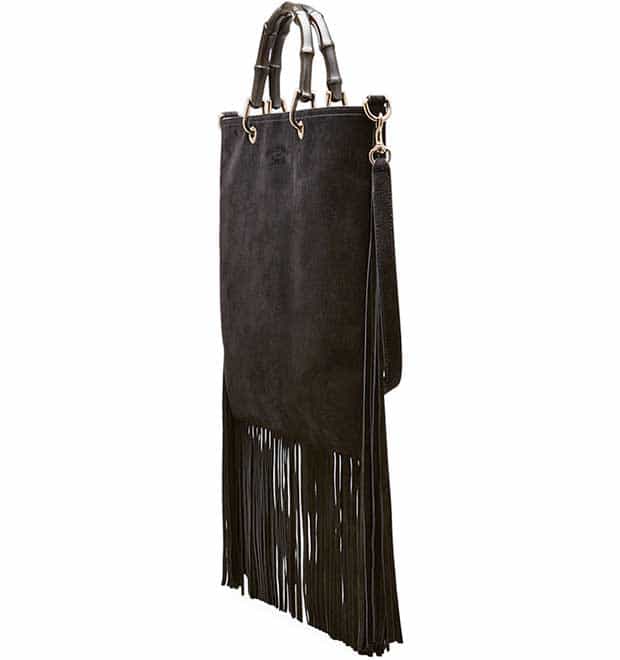 Gucci Bamboo Suede Fringe Shopper Tote Bag