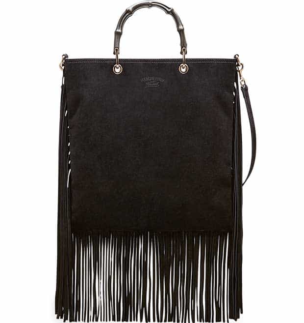 Gucci Bamboo Suede Fringe Shopper Tote Bag