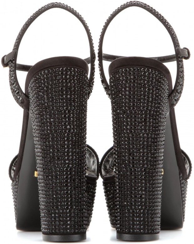 Gucci Crystal-embellished satin platform sandals
