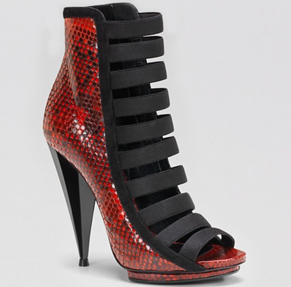 Red Python Gucci "Olimpia" High-Heel Booties