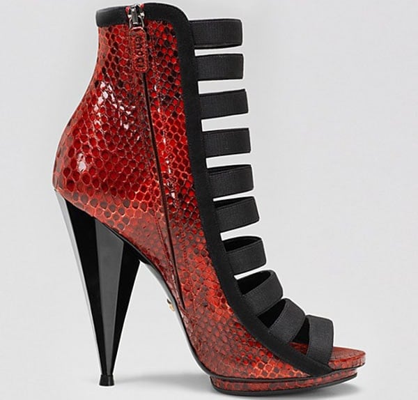 Red Python Gucci "Olimpia" High-Heel Booties