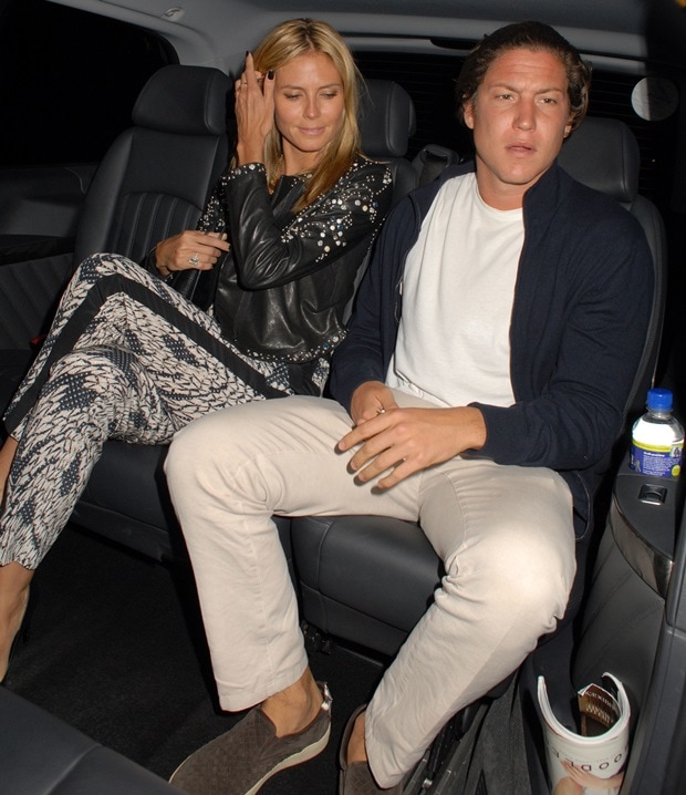 Heidi Klum and Vito Schnabel visiting Chiltern Firehouse restaurant in Marylebone, England, on June 22, 2014