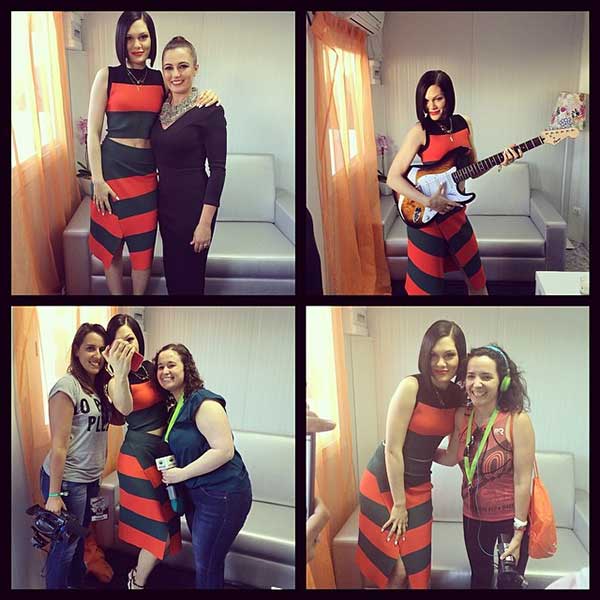 Jessie J posing backstage for the Rock in Rio Lisboa in Lisbon, Portugal