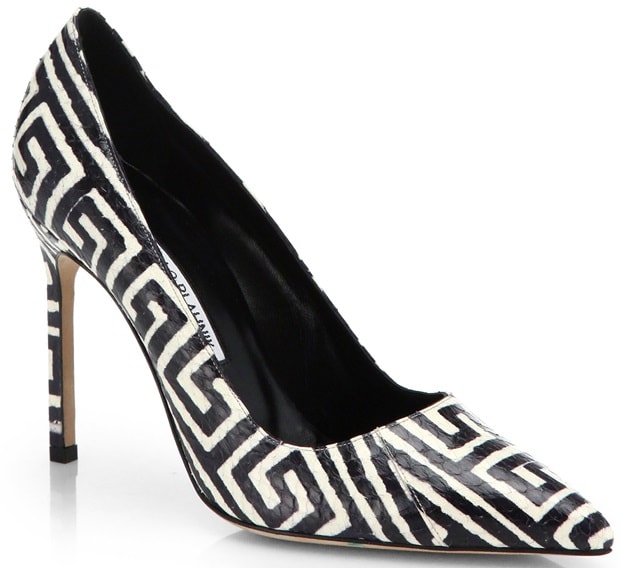 Manolo Blahnik "BB" Snakeskin Point-Toe Pumps