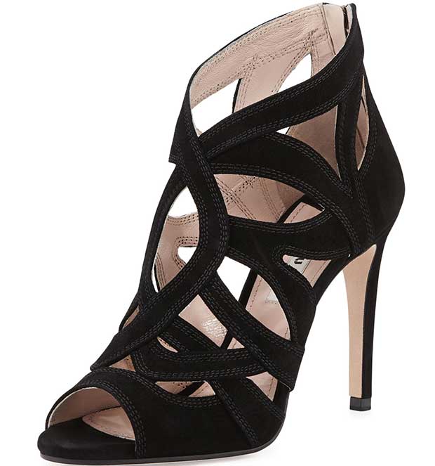 Miu Miu Peep-Toe Suede Keyhole Sandals