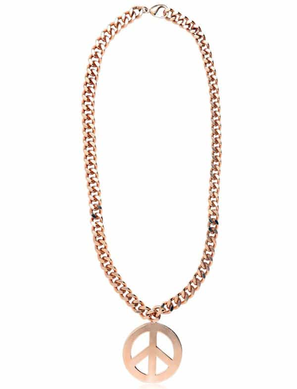 Moschino Peace Symbol Gold Plated Long Necklace
