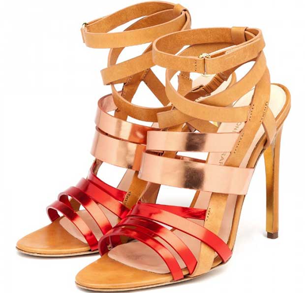 Rupert Sanderson for Antonio Berardi "Tallyho" Sandals in Red Apricot/Tan Calf