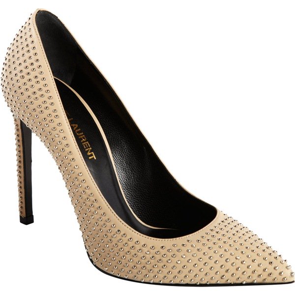 Saint Laurent 'Paris' Studded Pumps in Nude