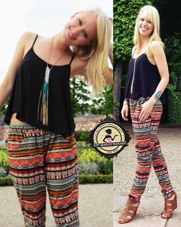 Signe rocked a tribal-inspired casual outfit