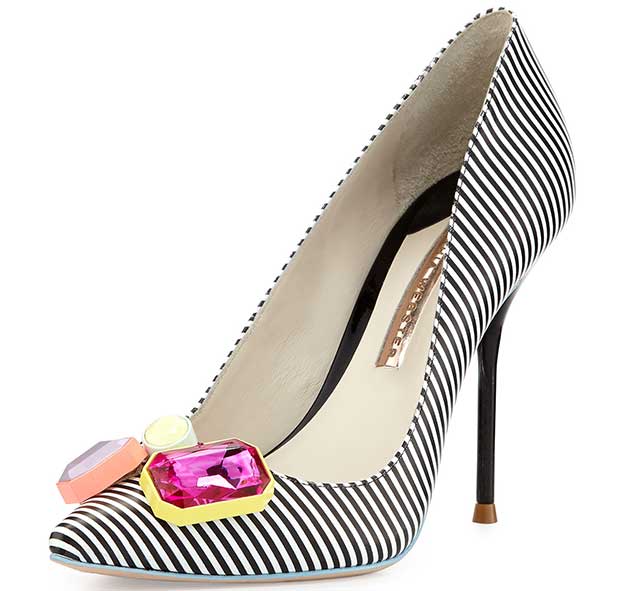 Sophia Webster Lola Striped Crystal-Toe Pumps