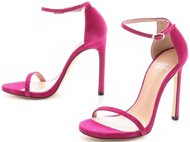 Stuart Weitzman Nudist Single Band Sandals in Pink