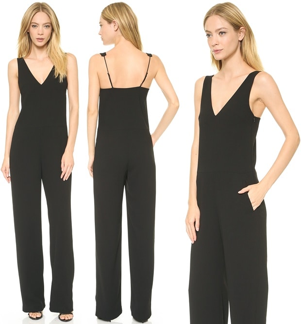 A smooth, slinky drape gives this T by Alexander Wang jumpsuit an effortless feel.