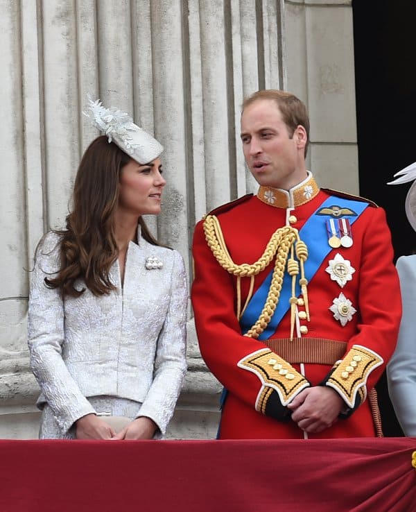 The Duke and Duchess of Cambridge getting ready for viewing the colors of the procession at The Royal Horseguards in London, England, on June 14, 2014