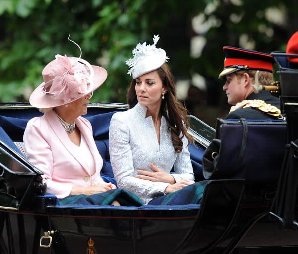 Catherine riding the same carriage as Camilla Parker Bowles, Duchess of Cornwall, and Prince Harry