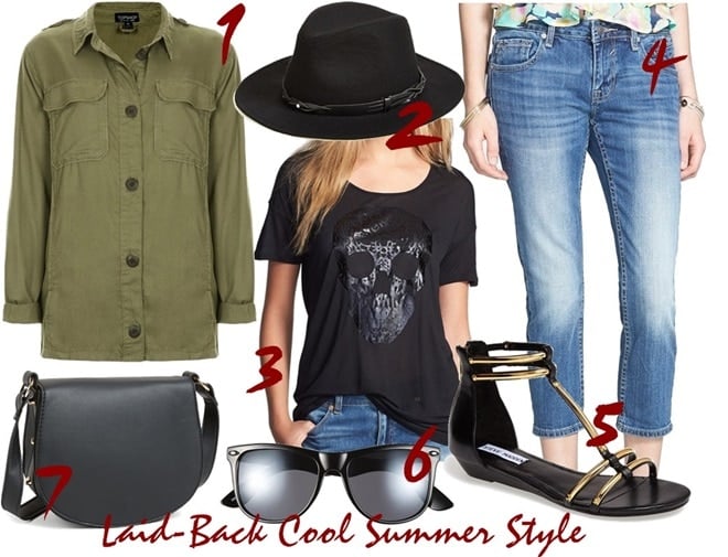 Summer style outfit with army jacket inspired by Jessica Alba