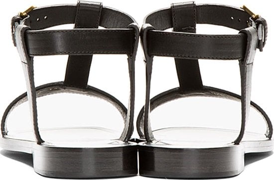 Saint Laurent Black Leather Nu Pieds T-Strap Sandals