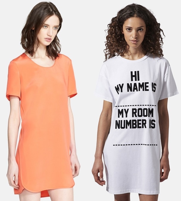 Theory Gradin Silk Shift Dress / Topshop x Ashish "My Name Is" T-Shirt Dress