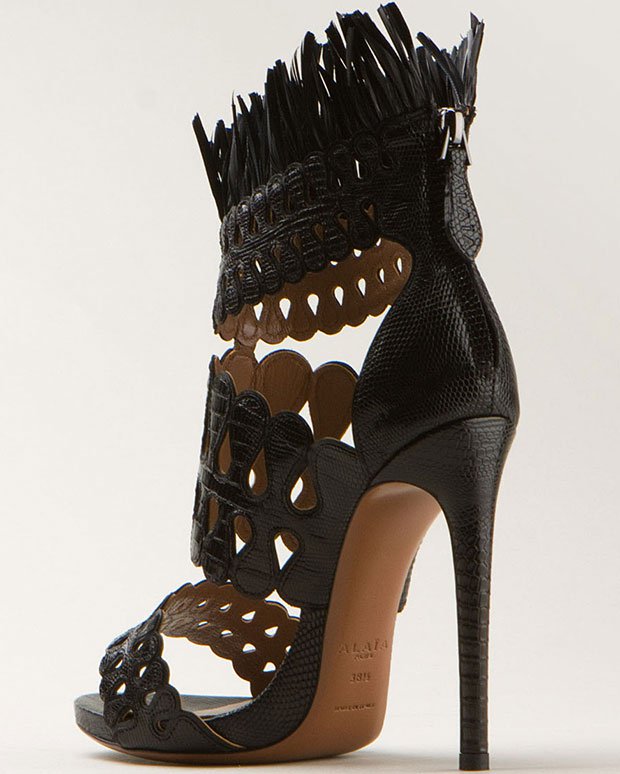 Azzedine Alaia Black Lizard High-Heel Sandals