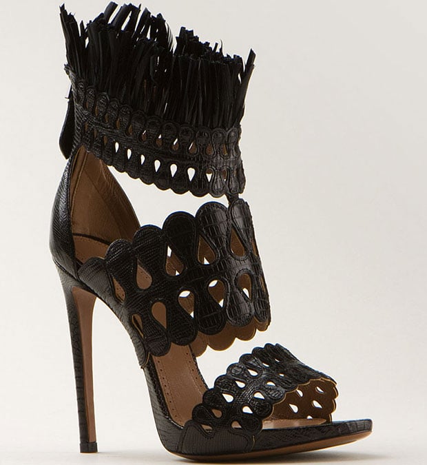 Azzedine Alaia Black Lizard High-Heel Sandals