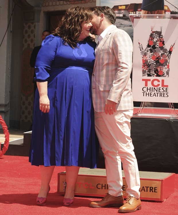 Ben Falcone and Melissa McCarthy at the ceremony at the TCL Chinese Theatre in Hollywood, Los Angeles, on July 2, 2014