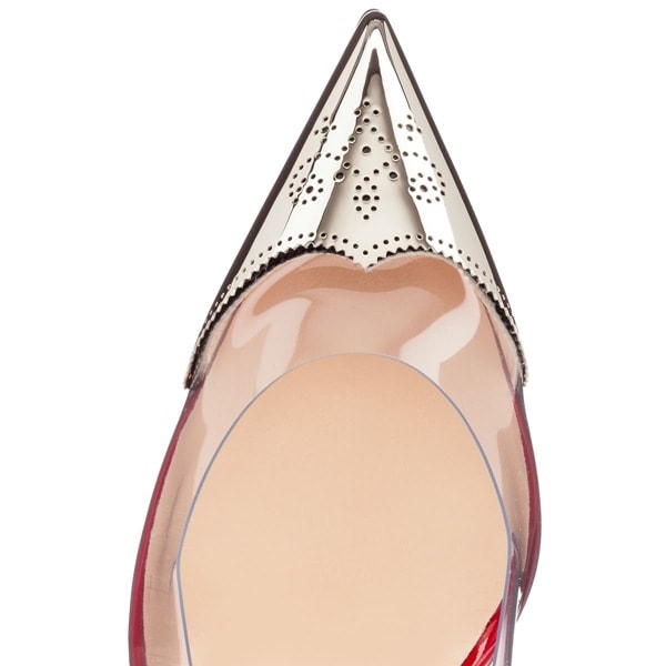 Christian Louboutin 'Djalouzi' PVC Cap-Toe Red Sole Pump With Perforated Metallic Cap Toe