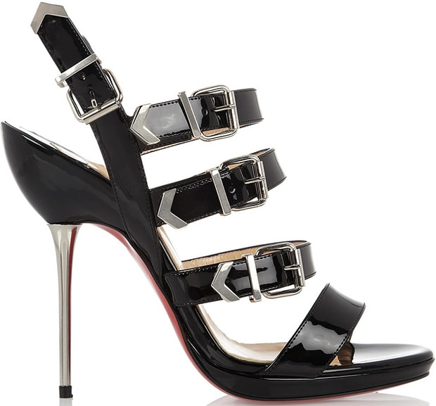 "Funky" Multi-Buckle Patent Red Sole Sandals