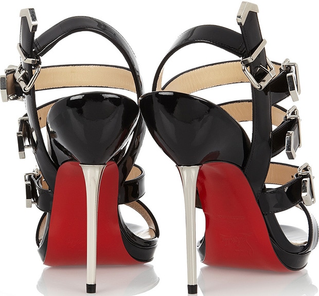 "Funky" Multi-Buckle Patent Red Sole Sandals
