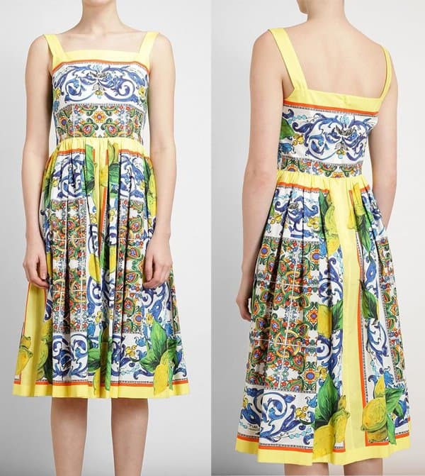 Dolce & Gabbana Tile Print Flared Dress