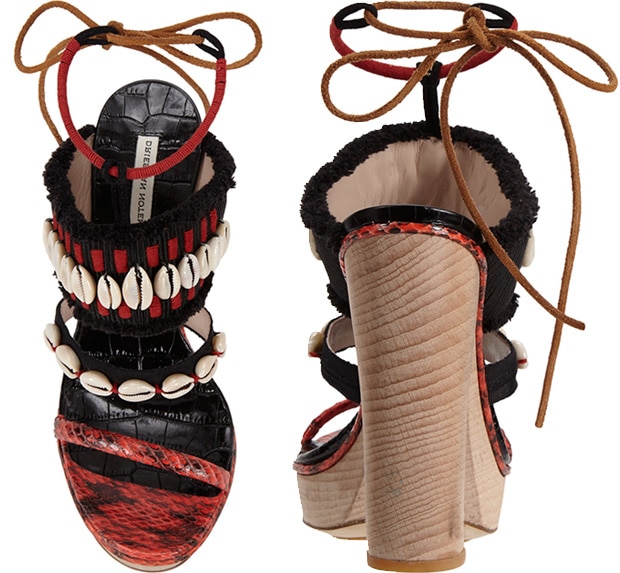 Dries Van Noten Cowrie-Shell and Wooden Platform Sandals