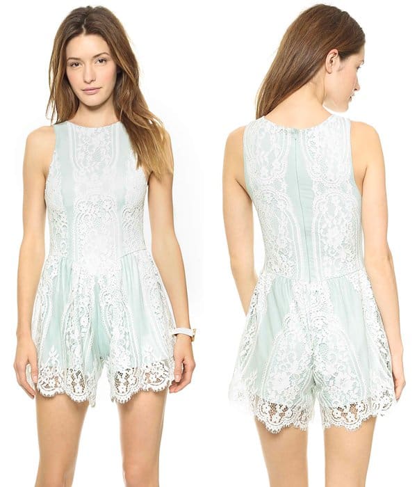 For Love & Lemons Blue Bell Lace Romper