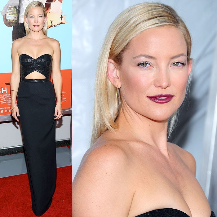 Kate Hudson wore dark purple lipstick to the Wish I Was Here screening at AMC Lincoln Square Theater in New York City on July 14, 2014