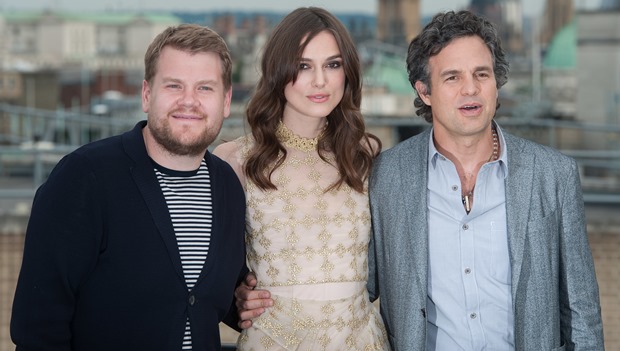 Keira Knightley, James Corden, and Mark Ruffalo at the 'Begin Again' photo call held at St Vincent House in London, England, on July 2, 2014