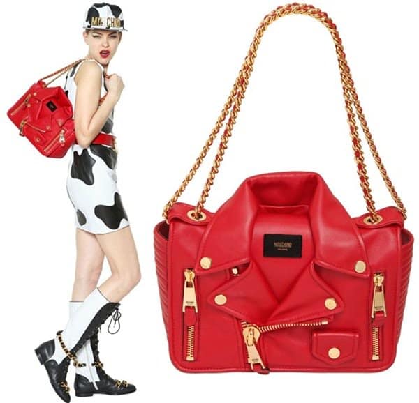 Moschino Biker Jacket Nappa Leather Shoulder Bag