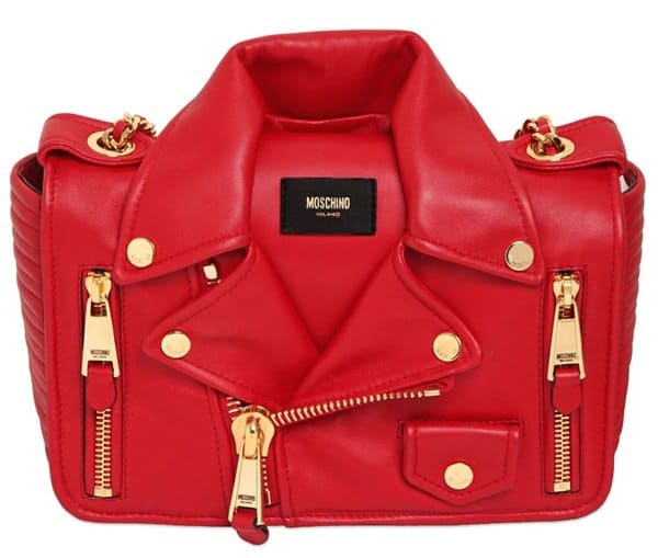 Moschino Biker Jacket Nappa Leather Shoulder Bag