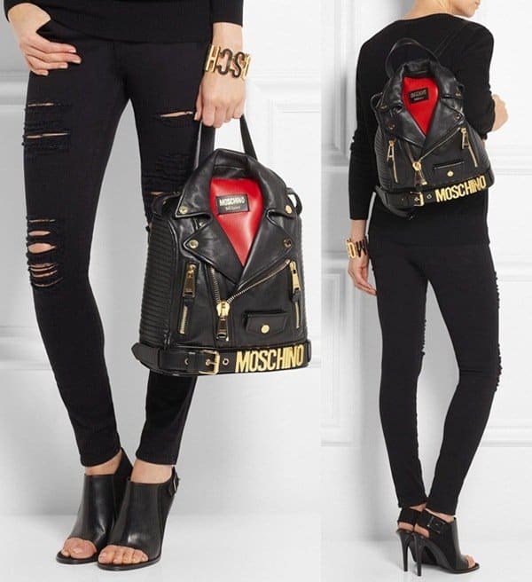 Moschino Biker Leather Backpack