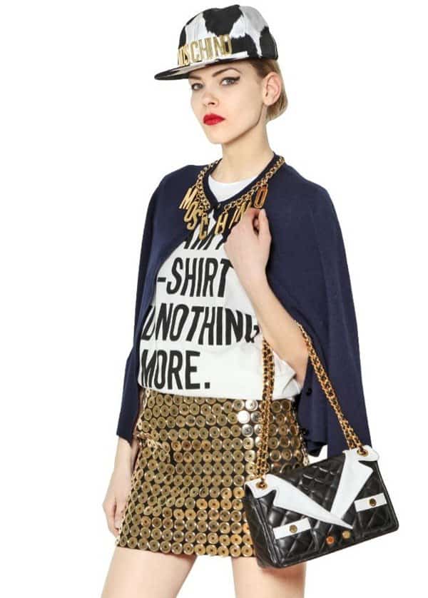 Moschino Jacket Lapels Nappa Leather Shoulder Bag