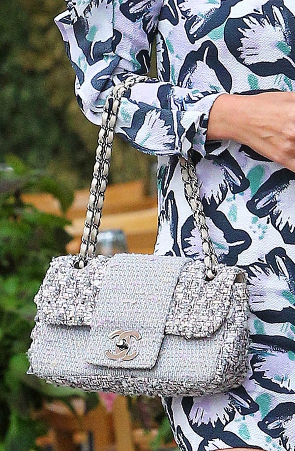 Nicky Hilton's Chanel tweed Flap with large Cc logo hardware