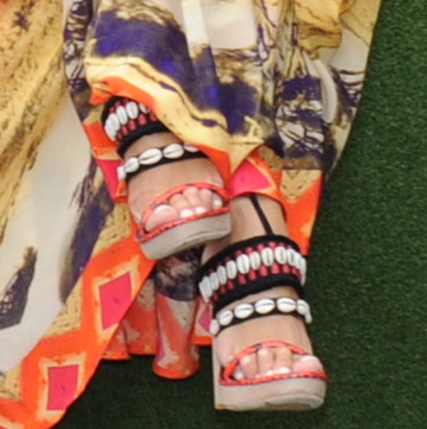 Nicole Scherzinger's feet in colorful Dries Van Norton sandals